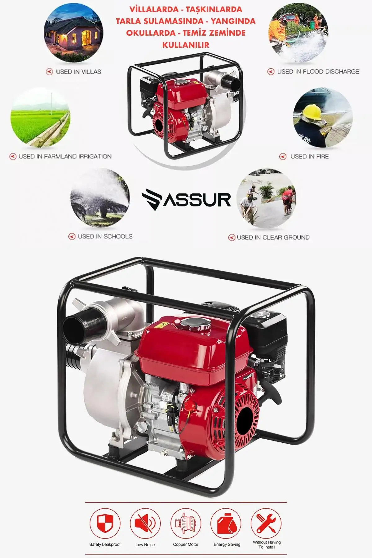 ASSUR 3 Parmak Benzinli Su Motoru Metal Şanzımanlı Yüksek Performans